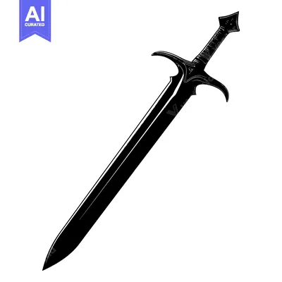 Download Black and White Illustration of a Fantasy Sword Vector Graphic