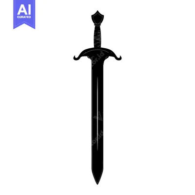 Download Black and White Silhouette of a Medieval Sword Vector Graphic