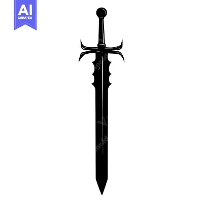 Download A Black and White Illustration of a Sword with a Spiked Edge Vector Graphic