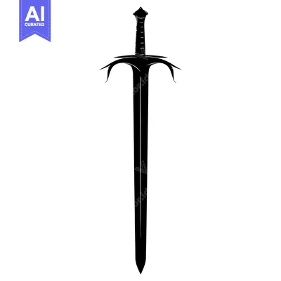 Download Black and White Silhouette of a Sword Vector Graphic