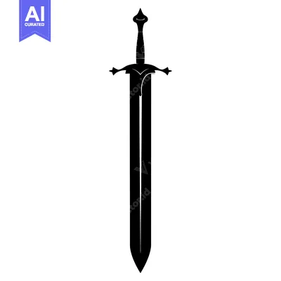Download Black and white silhouette of a medieval sword Vector Graphic