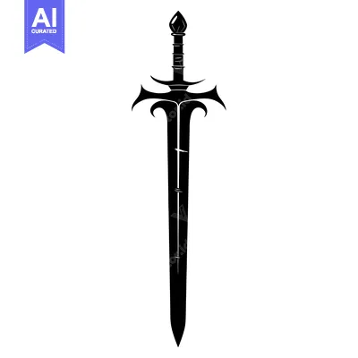 Download Black and white silhouette of a medieval sword Vector Graphic