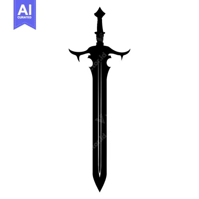 Download Black and White Silhouette of a Sword Vector Graphic