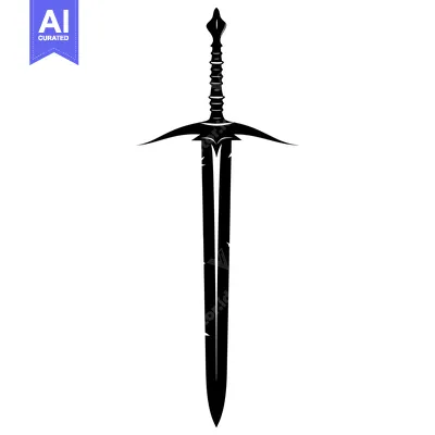 Download Black and White Silhouette of a Medieval Sword Vector Graphic