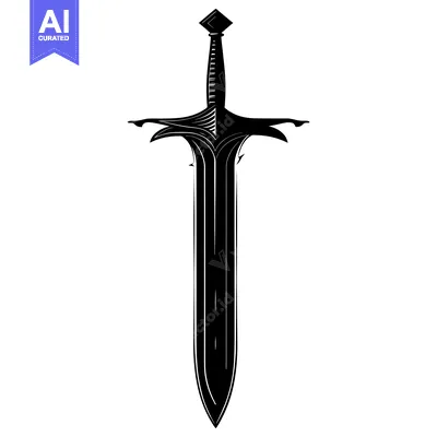 Black and White Silhouette of a Medieval Sword