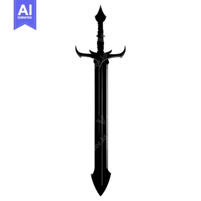 Black and White Silhouette of a Medieval Sword