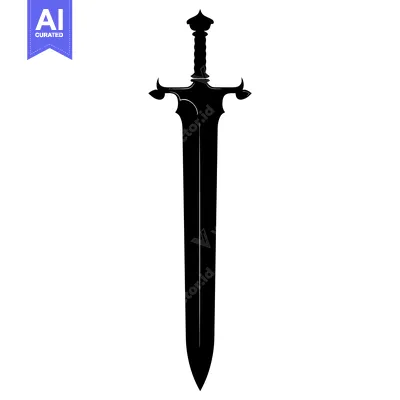 Aset premium populer: Black and white silhouette of a sword with ornate details