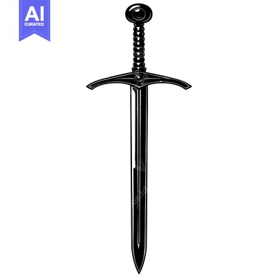 Aset premium populer: Black and White Illustration of a Medieval Sword