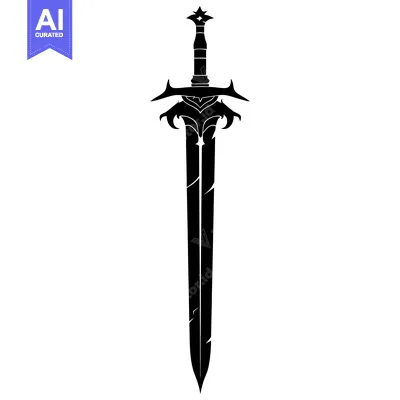Ornate Black and White Silhouette of a Sword