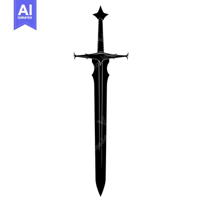 Black and White Silhouette of a Medieval Sword