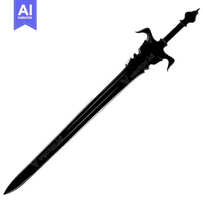 Aset premium populer: Black and White Silhouette of a Medieval Fantasy Sword