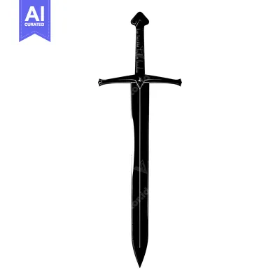 Black and White Silhouette of a Medieval Sword