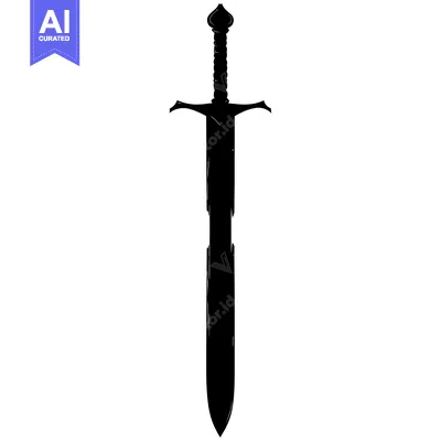 Black and White Silhouette of a Sword with a Pointed Tip