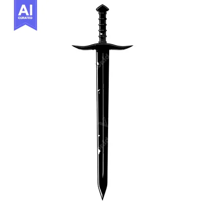 Aset desain premium: Black and White Silhouette of a Sword