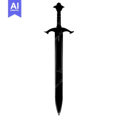 Black and White Silhouette of a Medieval Sword