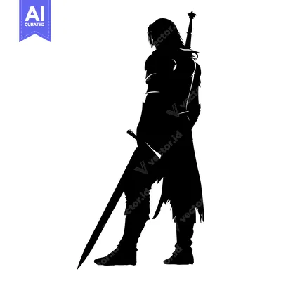 Silhouette of a warrior holding a sword