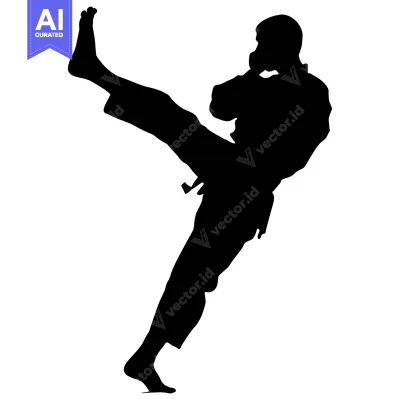Popular premium asset: Silhouette of a Person Executing a High Kick in Martial Arts