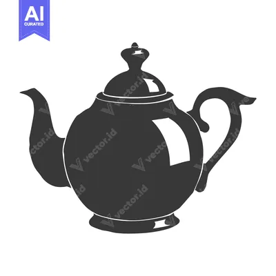 Aset desain premium: Silhouette of a Classic Teapot with a Lid