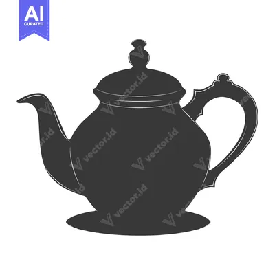 Aset desain premium: Silhouette of a Traditional Teapot with a Lid and a Handle
