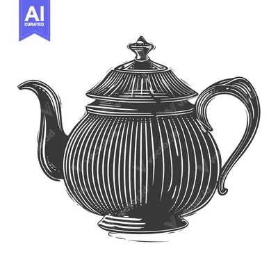 Aset premium populer: Hand-Drawn Black and White Illustration of a Teapot