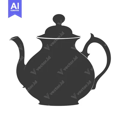Premium design asset: Silhouette of a Traditional Teapot with a Curved Handle