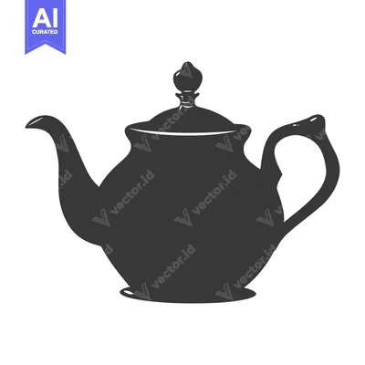 A Black and White Silhouette of a Teapot