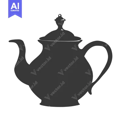 Black and White Silhouette of a Traditional Teapot