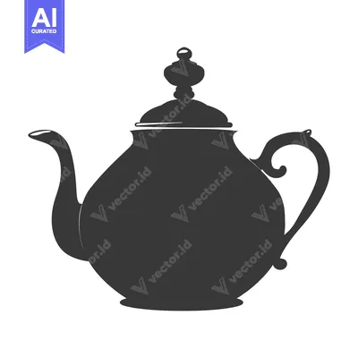 Popular premium asset: Black and White Silhouette of a Teapot with a Lid