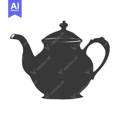 Aset desain premium: Silhouette of a Classic Teapot with a Spout and Handle