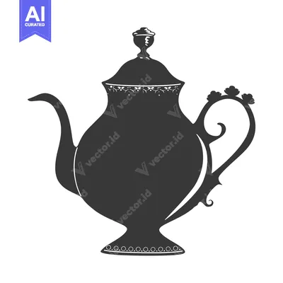 Aset premium populer: Ornate Silhouetted Teapot with Floral Handle