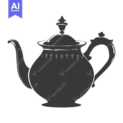 Premium design asset: Silhouette of a Vintage Teapot with an Ornate Design