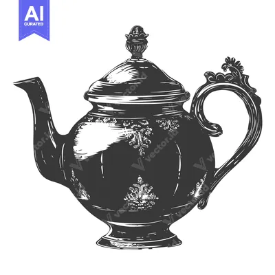 Aset desain premium: Hand-Drawn Sketch of a Decorative Teapot