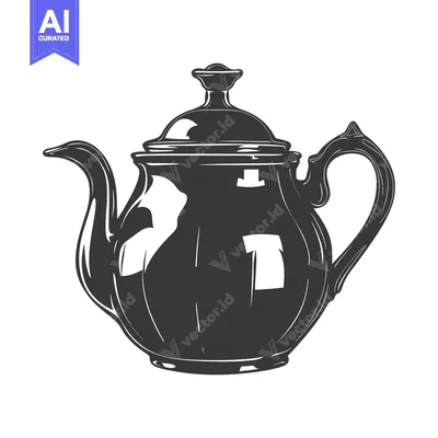 Aset premium populer: Black and White Illustration of a Traditional Teapot