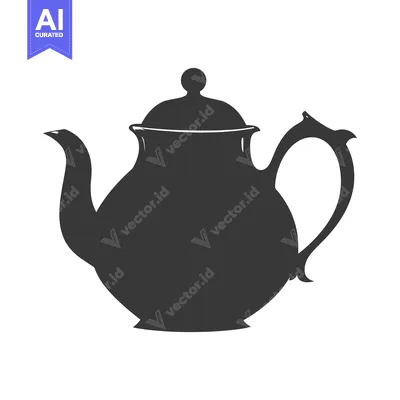 Aset premium populer: Silhouette of a Traditional Teapot with a Rounded Body and Curved Hand