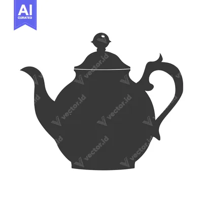 Aset desain premium: Silhouette of a Classic Teapot with a Lid
