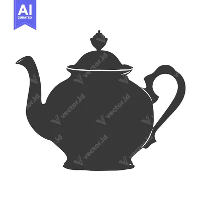 Aset desain premium: Silhouette of a classic teapot with a knob on the lid