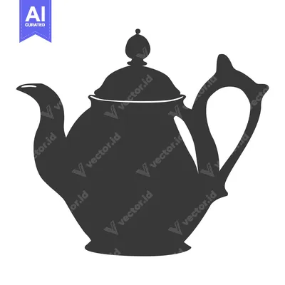 Aset desain premium: Black and White Silhouette of a Teapot