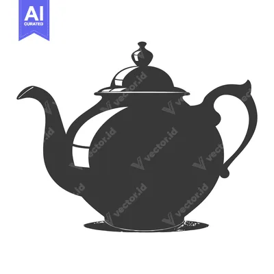 Premium design asset: A Black and White Silhouette Illustration of a Teapot