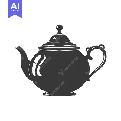 Premium design asset: Black and White Silhouette of a Teapot with a Lid