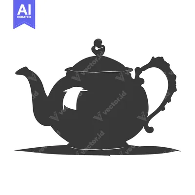 Aset premium populer: A Silhouette of a Teapot with a Curved Handle
