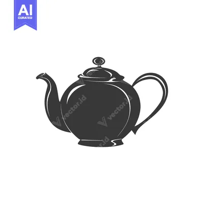 Premium design asset: Black and White Silhouette of a Traditional Teapot