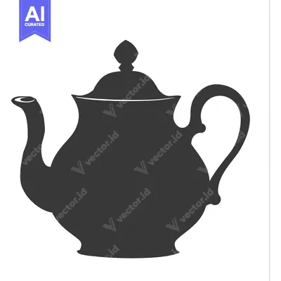 Premium design asset: Silhouette of a classic teapot with a curved spout and handle