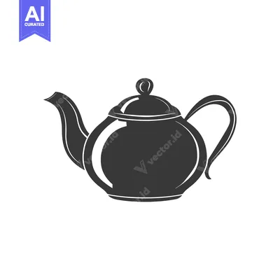 Premium design asset: Black and White Silhouette of a Teapot