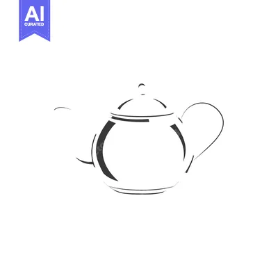 A black and white outline silhouette of a teapot