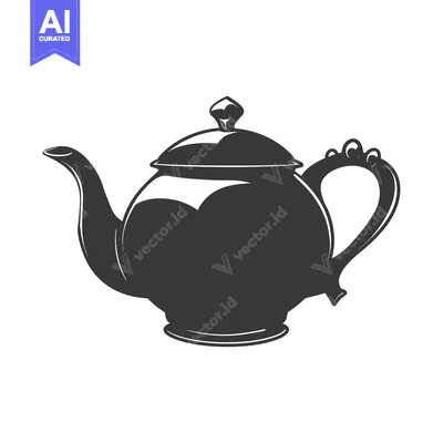 Aset desain premium: Black and White Silhouette of a Teapot with a Lid