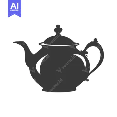 Aset premium populer: A Silhouette of a Classic Teapot with a Knob on the Lid