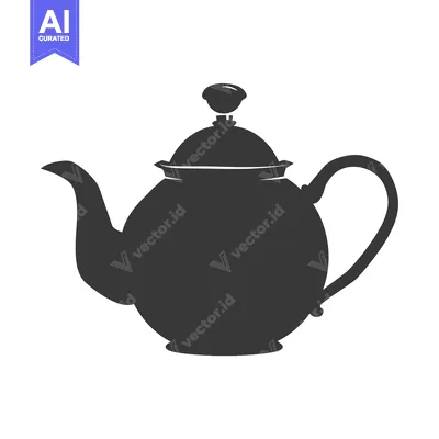 Popular premium asset: Silhouette of a Traditional Teapot with a Knob on the Lid