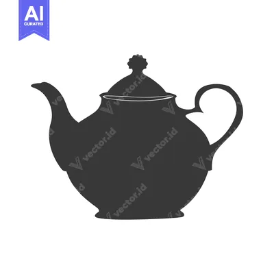 Premium design asset: Black and White Silhouette of a Teapot