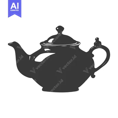 Aset desain premium: Silhouette of a Traditional Teapot with a Lid