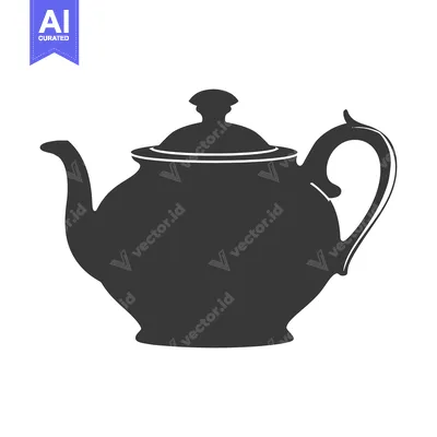Black and White Silhouette of a Teapot